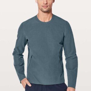 Lululemon Mens Large "Warp Lite Long Sleeve Crew" Iron Blue Water-Repellent